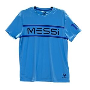 Messi Mens T Shirt Sky Blue Short Sleeve Soccer Graphic Tee Size Small‎